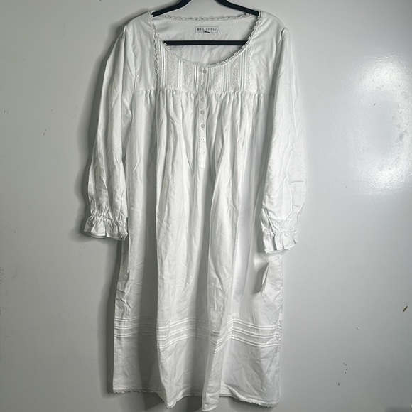 Eileen west Olivia long poet night gown cotton Rayon white dress size medium new - Picture 4 of 12